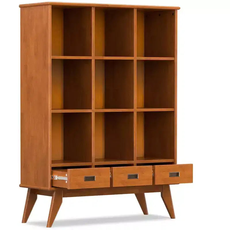 Bibliothèque de rangement Tierney Mid-Century en bois massif de 42 po de largeur, couleur Teck brun