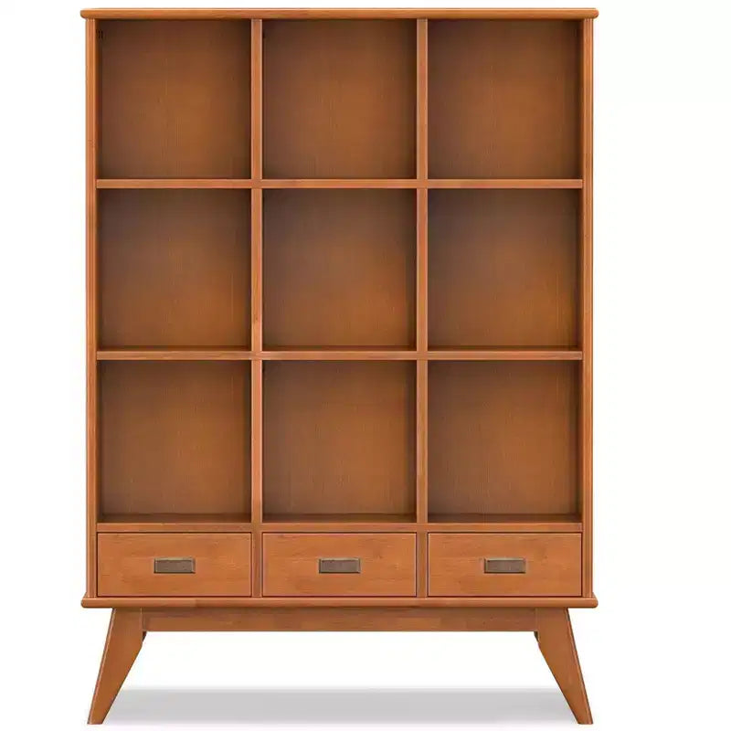 Bibliothèque de rangement Tierney Mid-Century en bois massif de 42 po de largeur, couleur Teck brun