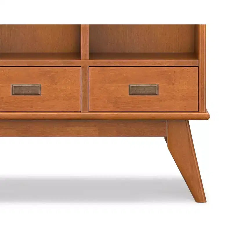 Bibliothèque de rangement Tierney Mid-Century en bois massif de 42 po de largeur, couleur Teck brun