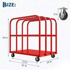 Chariot de plate-forme pliant robuste de 2000 lb avec mains courantes latérales doubles, roues pivotantes de 5 pouces, chariot roulant à plateau plat de 37x24 pouces Bleu