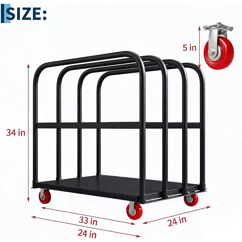 Chariot de plate-forme pliant robuste de 2000 lb avec mains courantes latérales doubles, roues pivotantes de 5 pouces, chariot roulant à plateau plat de 37x24 pouces Bleu