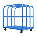 Chariot de plate-forme pliant robuste de 2000 lb avec mains courantes latérales doubles, roues pivotantes de 5 pouces, chariot roulant à plateau plat de 37x24 pouces Bleu