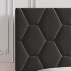 Cadre de lit plateforme moderne rembourré avec tête de lit réglable Plateforme robuste Support de lattes en bois solide Sans bruit Pas besoin de sommier tapissier