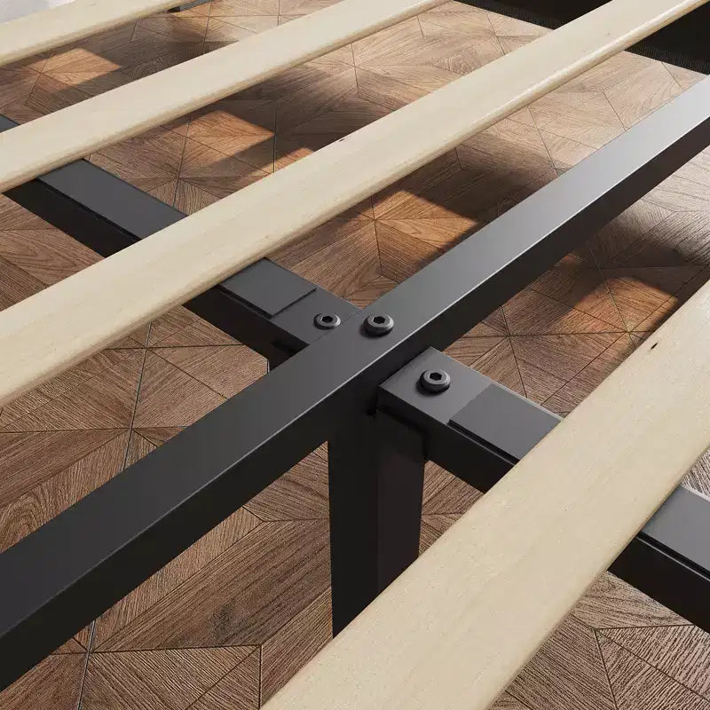 Cadre de lit plateforme moderne rembourré avec tête de lit réglable Plateforme robuste Support de lattes en bois solide Sans bruit Pas besoin de sommier tapissier