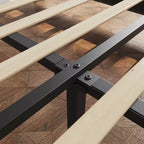 Cadre de lit plateforme moderne rembourré avec tête de lit réglable Plateforme robuste Support de lattes en bois solide Sans bruit Pas besoin de sommier tapissier