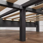 Cadre de lit plateforme moderne rembourré avec tête de lit réglable Plateforme robuste Support de lattes en bois solide Sans bruit Pas besoin de sommier tapissier