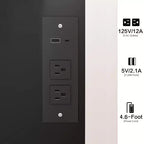 Coiffeuse de luxe de 43 cm avec miroir LED, rangement organisé, multiprise intégrée, support pour sèche-cheveux et tabouret assorti pour chambre à coucher