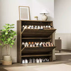Meuble à chaussures cannelé avec 2 tiroirs basculants, meuble à chaussures haut sur pied dissimulé pour entrée, couloir et salon