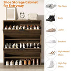 Meuble à chaussures cannelé avec 2 tiroirs basculants, meuble à chaussures haut sur pied dissimulé pour entrée, couloir et salon
