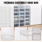 Lot de 18 grandes boîtes de rangement à chaussures empilables en plastique transparent avec porte à charnière, convient aux baskets et chaussures, 36,1 x 25,9 x 20,1 cm