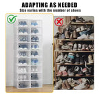 Lot de 18 grandes boîtes de rangement à chaussures empilables en plastique transparent avec porte à charnière, convient aux baskets et chaussures, 36,1 x 25,9 x 20,1 cm