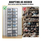 Lot de 18 grandes boîtes de rangement à chaussures empilables en plastique transparent avec porte à charnière, convient aux baskets et chaussures, 36,1 x 25,9 x 20,1 cm