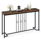 Costway Industrial Console Table 55'' Narrow Table w/ H-Shaped Base & Spacious Tabletop