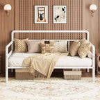 GustoWave Twin Metal Daybed With Classic Headboard, Sofa Bed For Versatile Spaces - White