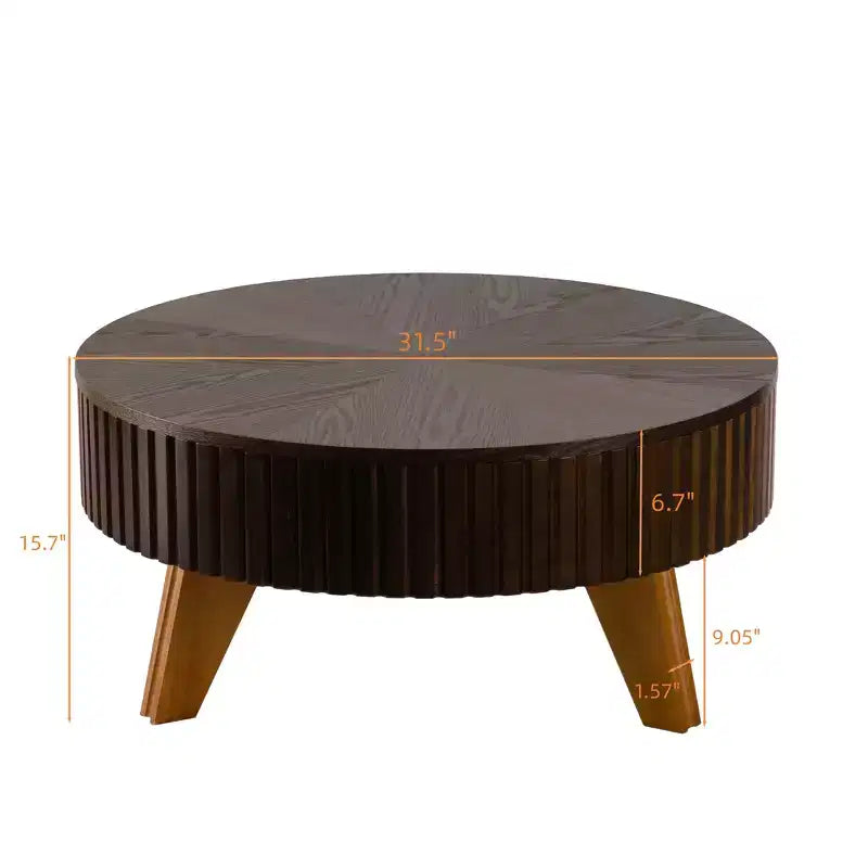 Table basse ronde rétro de 31,5 avec espace de rangement