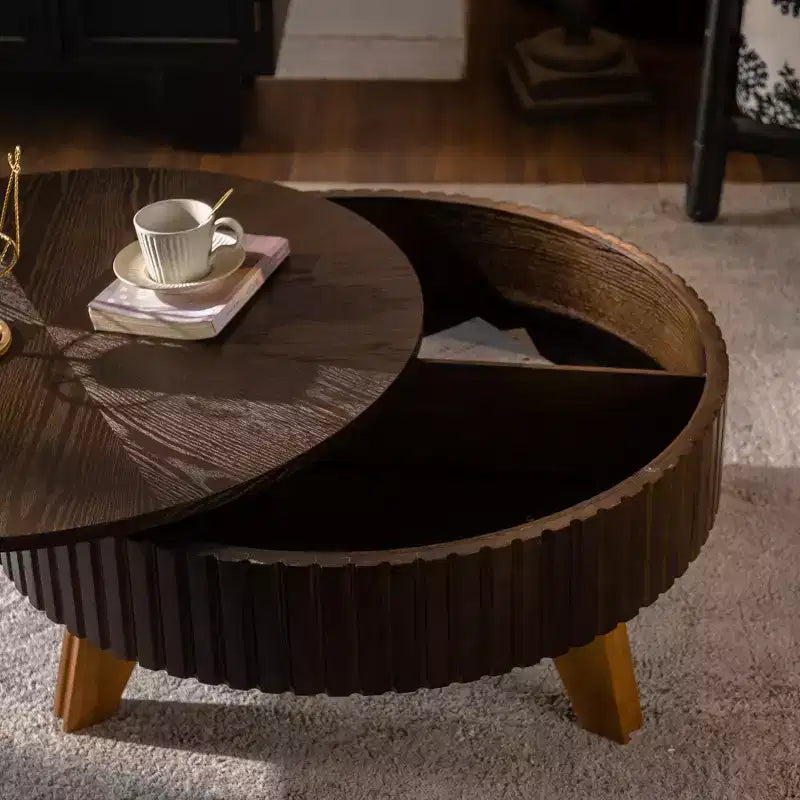 Table basse ronde rétro de 31,5 avec espace de rangement