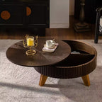 Table basse ronde rétro de 31,5 avec espace de rangement