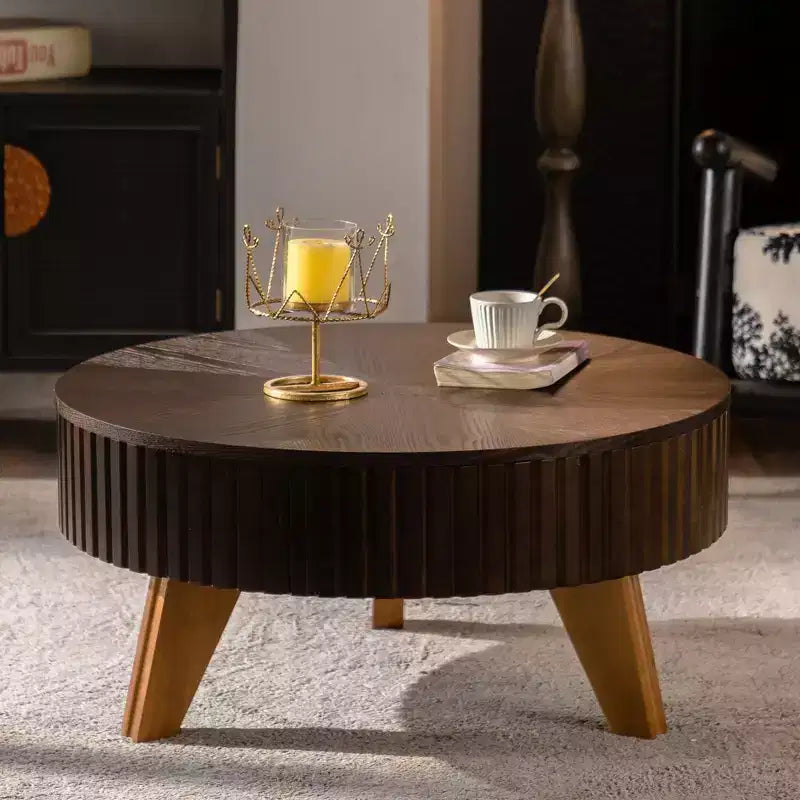 Table basse ronde rétro de 31,5 avec espace de rangement