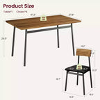 Ensemble table de salle à manger en bois 5 pièces pour 4 personnes, table à bords lisses avec 4 chaises rembourrées, ensemble compact pour appartement et petits espaces