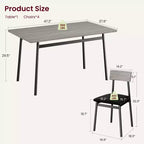 Ensemble table de salle à manger en bois 5 pièces pour 4 personnes, table à bords lisses avec 4 chaises rembourrées, ensemble compact pour appartement et petits espaces