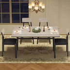 Ensemble table de salle à manger en bois 5 pièces pour 4 personnes, table à bords lisses avec 4 chaises rembourrées, ensemble compact pour appartement et petits espaces
