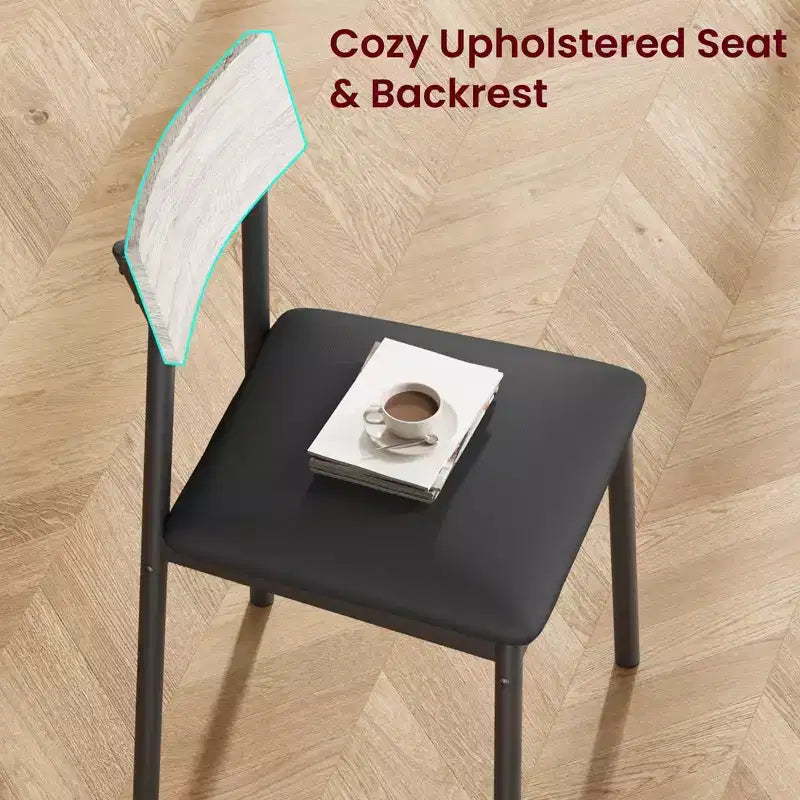 Ensemble table de salle à manger en bois 5 pièces pour 4 personnes, table à bords lisses avec 4 chaises rembourrées, ensemble compact pour appartement et petits espaces