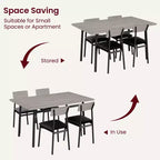 Ensemble table de salle à manger en bois 5 pièces pour 4 personnes, table à bords lisses avec 4 chaises rembourrées, ensemble compact pour appartement et petits espaces