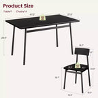 Ensemble table de salle à manger en bois 5 pièces pour 4 personnes, table à bords lisses avec 4 chaises rembourrées, ensemble compact pour appartement et petits espaces