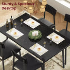 Ensemble table de salle à manger en bois 5 pièces pour 4 personnes, table à bords lisses avec 4 chaises rembourrées, ensemble compact pour appartement et petits espaces