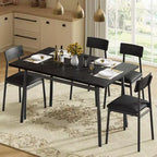 Ensemble table de salle à manger en bois 5 pièces pour 4 personnes, table à bords lisses avec 4 chaises rembourrées, ensemble compact pour appartement et petits espaces