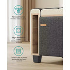 Banc de rangement ottoman, banc de rangement avec pieds, bout de lit avec charnières de sécurité, tirette, tissu aspect lin
