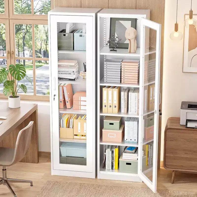 Armoire de rangement à outils en acier blanc, verre simple face (pré-percée)