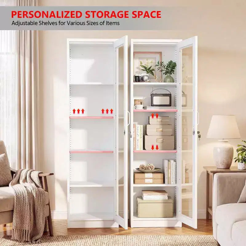 Armoire de rangement à outils en acier blanc, verre simple face (pré-percée)