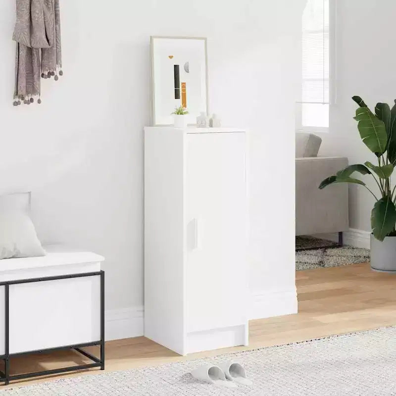 Meuble à chaussures compact en bois d'ingénierie blanc