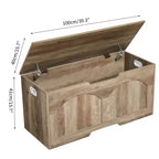 Coffre de rangement en bois de 99,8 cm avec poignée découpée en U, charnière de sécurité, supporte 136 kg et assemblage facile pour organisateur de jouets