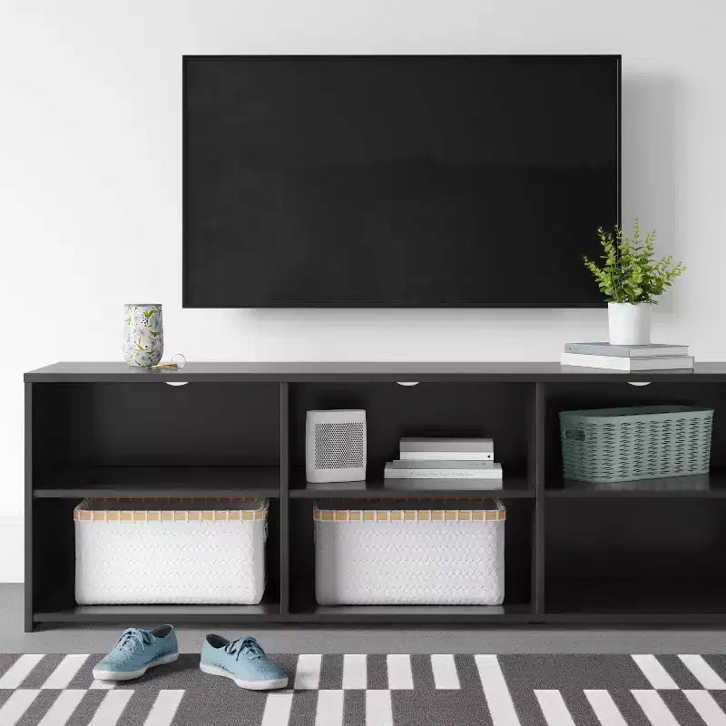 Meuble TV de rangement pour téléviseurs jusqu'à 70 po, noir