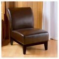 Fauteuil Darcy Slipper Marron : Rembourré, cadre en bois dur, nettoyage localisé, capacité de 113 kg
