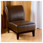 Fauteuil Darcy Slipper Marron : Rembourré, cadre en bois dur, nettoyage localisé, capacité de 113 kg