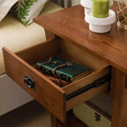 Table de chevet chêne moyen : Frêne massif, style Mission, 71 cm de haut, avec tiroir