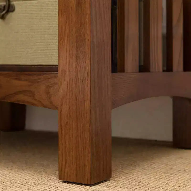 Table de chevet chêne moyen : Frêne massif, style Mission, 71 cm de haut, avec tiroir