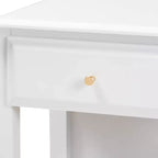 Table de chevet 1 tiroir Naomi en bois pour chambre à coucher blanc/or