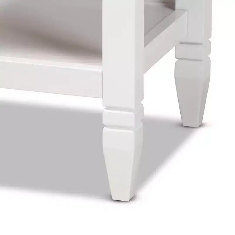 Table de chevet 1 tiroir Naomi en bois pour chambre à coucher blanc/or