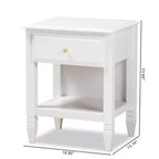 Table de chevet 1 tiroir Naomi en bois pour chambre à coucher blanc/or