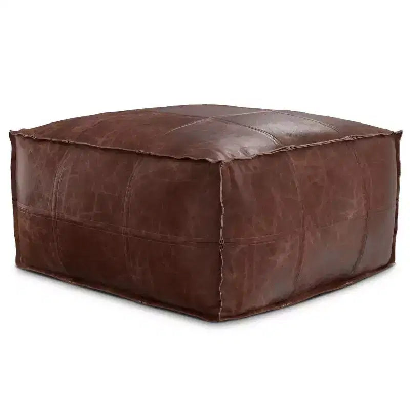 Pouf Erving Square marron vieilli