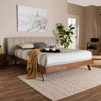 Lit plateforme King Brita en noyer beige