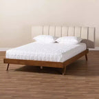 Lit plateforme King Brita en noyer beige