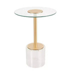 Olivia & May Acrylic Accent Table with Elevated Base and Gold Stand 22 in Clear: Modern Round Glass Martini Tray Table