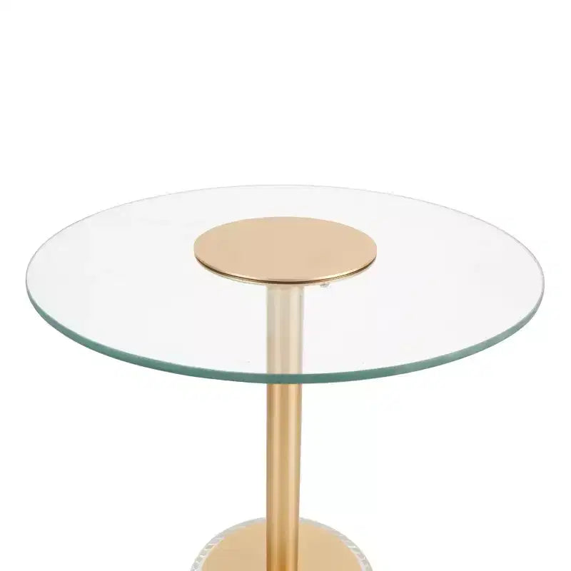 Table d'appoint en acrylique avec base surélevée et support doré 22 po transparent : table ronde en verre de type martini moderne