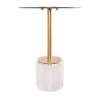 Table d'appoint en acrylique avec base surélevée et support doré 22 po transparent : table ronde en verre de type martini moderne