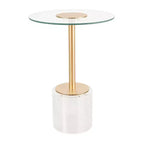 Table d'appoint en acrylique avec base surélevée et support doré 22 po transparent : table ronde en verre de type martini moderne